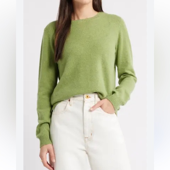 NWOT! Rachel Zoe Long Sleeve 100% Cashmere Crew Neck Sweater Apple Green -Size S - Picture 2 of 7
